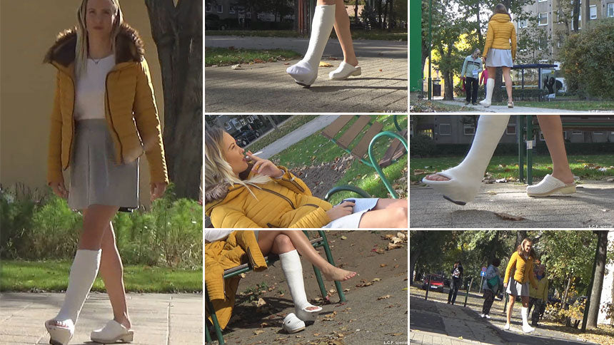 Angela plaster SLWC and clogs cigarette break