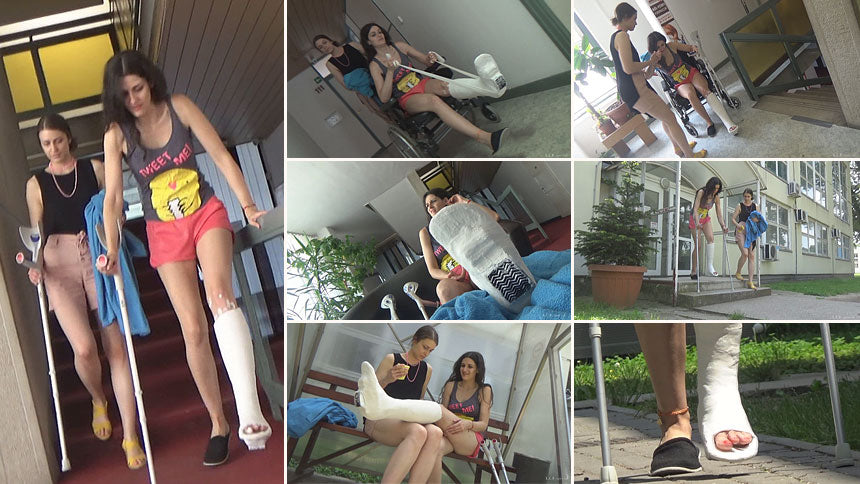 Jannet plaster SLWC in the hospital with her sister